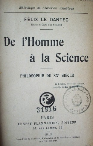 De l'Homme á la science