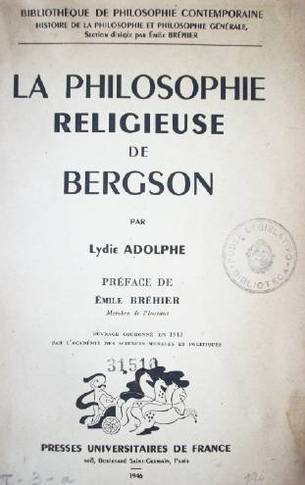 La Philosophie religieuse de Bergson