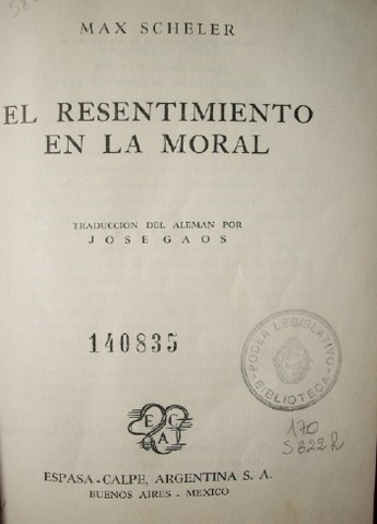 El resentimiento en la moral