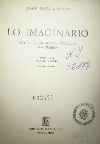 Lo imaginario : psicología fenomenológica de la imaginación