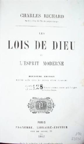 Les lois de dieu et l'espirit moderne