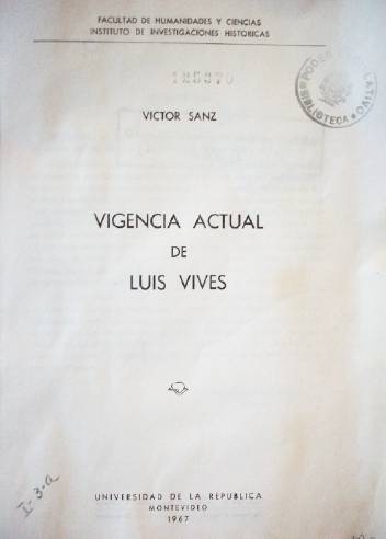 Vigencia actual de Luis Vives