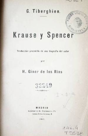 Krause y Spencer : tres discursos