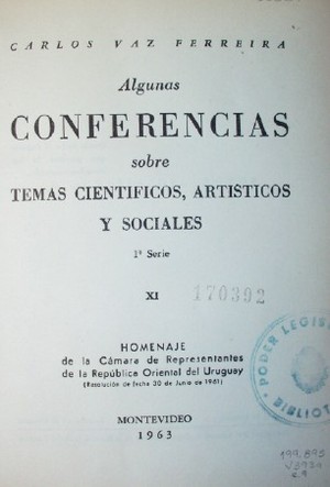 Algunas conferencias sobre temas científicos, artísticos y sociales