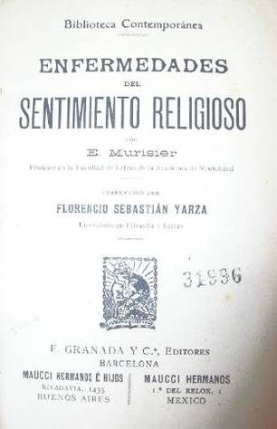 Enfermedades del sentimiento religioso