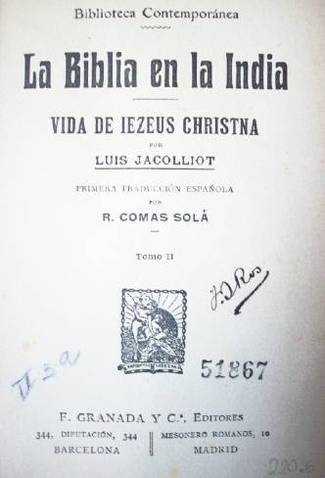 La Biblia en la India : vida de Iezeus Christna