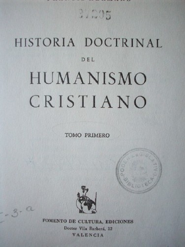 Historia doctrinal del humanismo cristiano