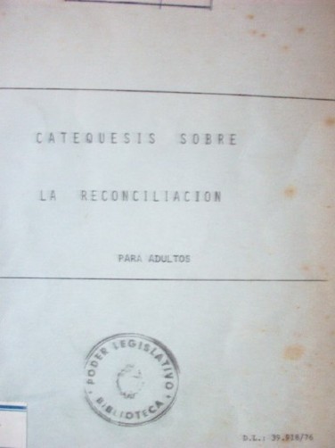 Catequesis sobre la reconciliación : para adultos