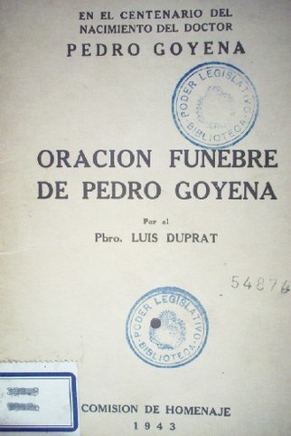 Oración fúnebre de Pedro Goyena
