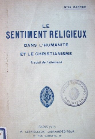 Le sentiment religieux dans l'humanité et le christianisme