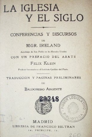 La Iglesia y el siglo : conferencias y discursos