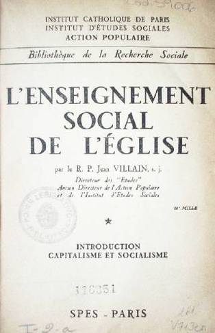 L' enseignement social de l'église