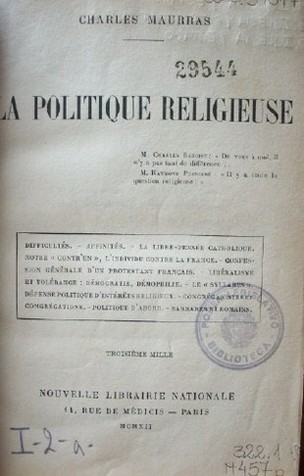 La politique religieuse