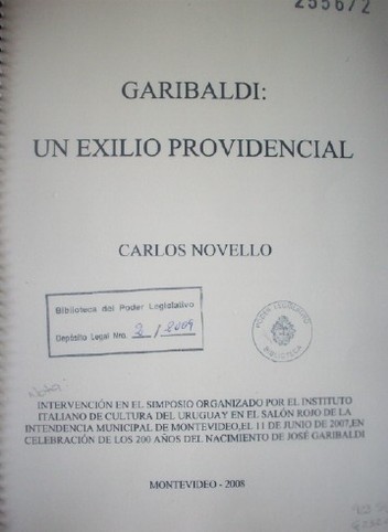 Garibaldi : un exilio providencial
