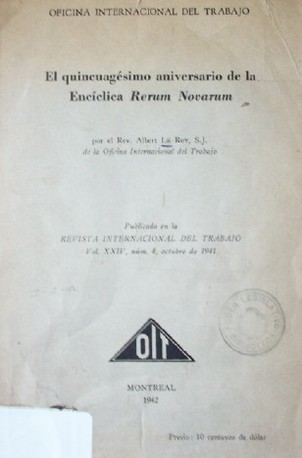 El quincuagésimo aniversario de la Encíclica Rerum Novarum
