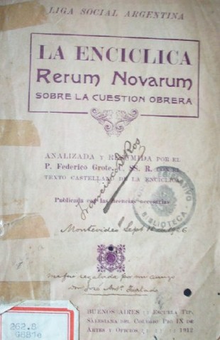 La encíclica Rerum Novarum sobre la cuestión obrera