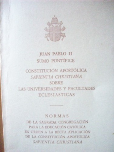 Constitución apostólica Sapientia Christiana sobre las Universidades y Facultades eclesiásticas