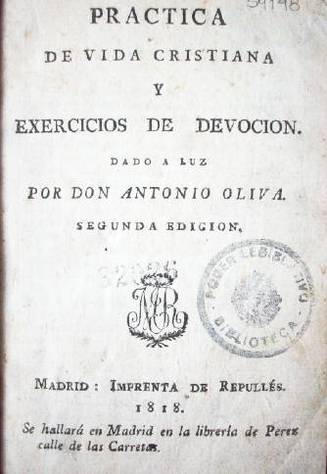 Práctica de vida cristiana y exercicios de devoción