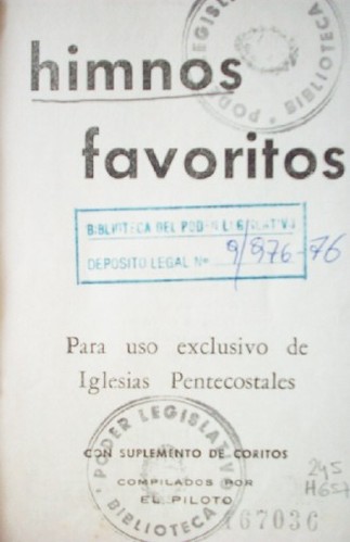 Himnos favoritos : para uso exclusivo de Iglesias Pentecostales