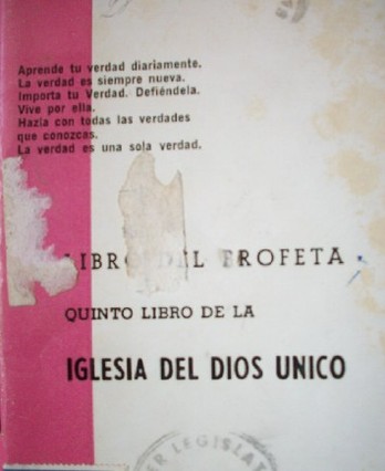 Libro del profeta : quinto libro de la Iglesia del Dios único