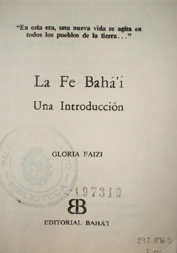 La fe Bahá'í : una introducción