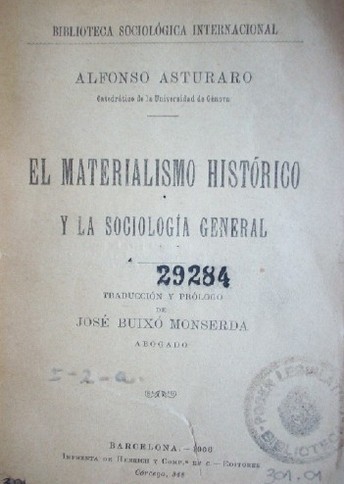 El materialismo histórico y la sociología general