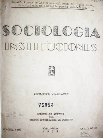 Sociología : instituciones