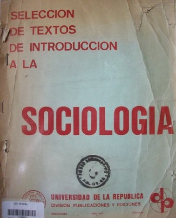 Selección de textos de introducción a la Sociología