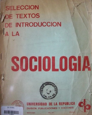 Selección de textos de introducción a la Sociología
