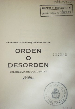 Orden o Desorden : el dilema de Occidente