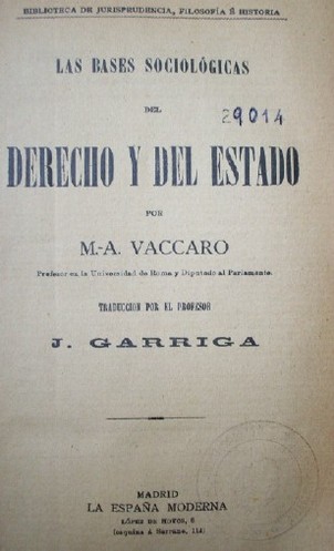 La bases sociologicas del derecho y del estado