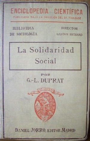 La solidaridad social : sus causas, su evolución, sus consecuencias