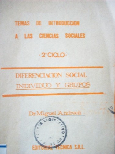 Diferenciación social : individuo y grupos