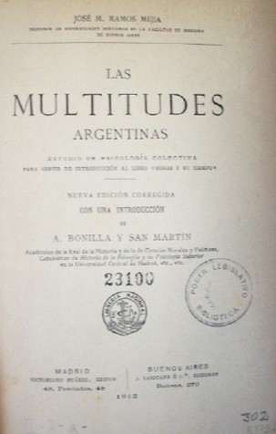 Las multitudes argentinas : estudio de psicología colectiva