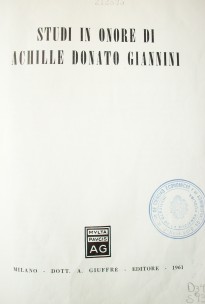Studi in onore di Achille Donato Giannini