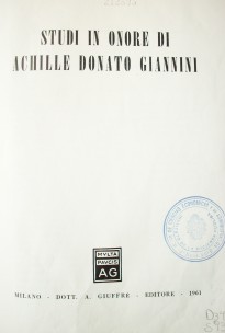 Studi in onore di Achille Donato Giannini
