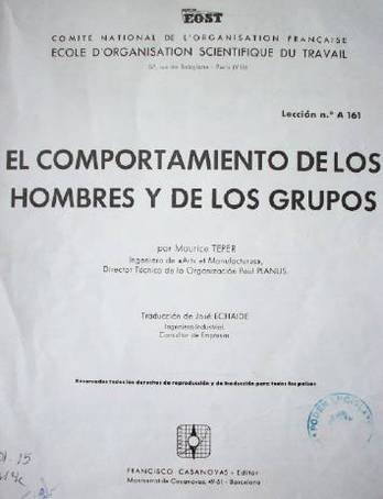 El comportamiento de los hombres y de los grupos