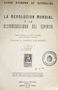 La revolución mundial y la responsabilidad del espíritu