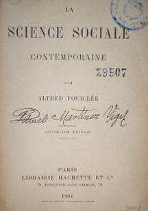 La science sociale contemporaine