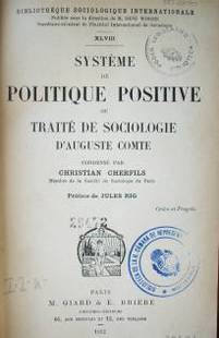 Système de politique positive ou traité de sociologie d'Augusto Comte