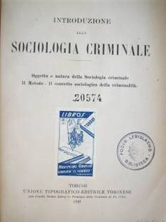 Introduzione alla sociología criminale