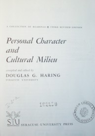 Personal character and cultural milieu