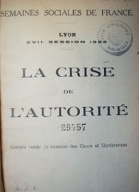 La crise de l´ autorité