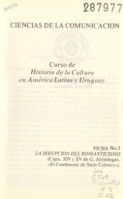 Ciencias de la Comunicación : Curso de historia de la cultura en América Latina y Uruguay