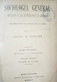 Sociología general : aplicada a las condiciones de América