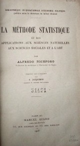 La méthode statistique : et ses applications aux sciences naturelles aux sciences sociales et a l'art