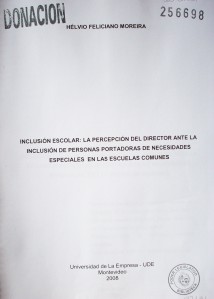 Inclusión escolar: la percepción del director ante la inclusión de personas portadoras de necesidades especiales en las escuelas comunes