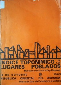 Indice toponímico de los Lugares Poblados