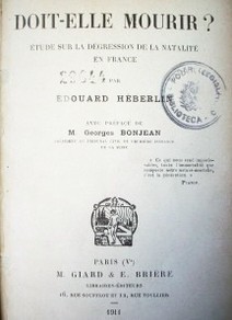 Doit-elle mourir? : étude sur la dégression de la natalité en France