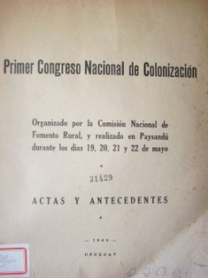 Congreso Nacional de Colonización (1º)